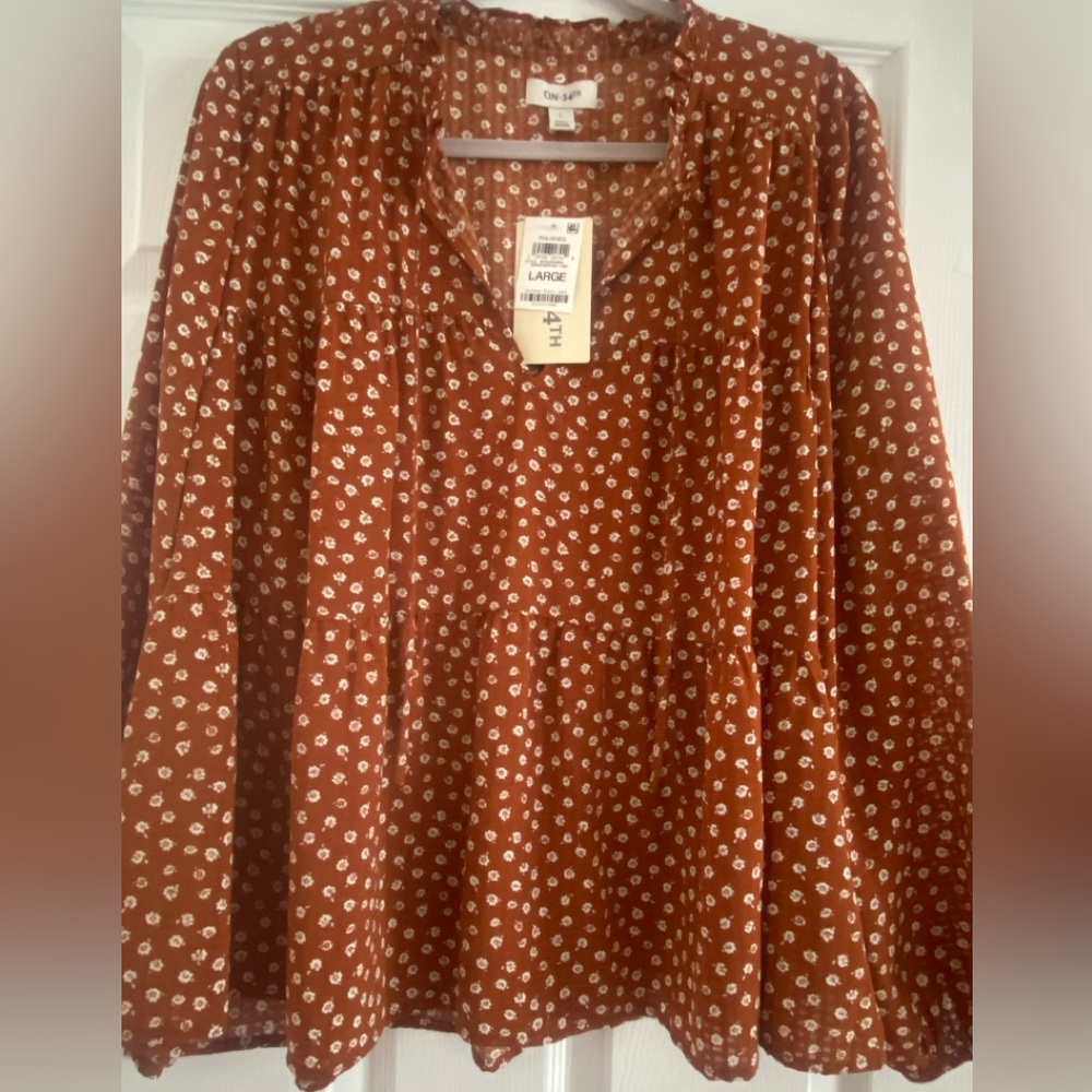 On 34th Rust Floral Blouse